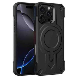 For iPhone 16 Pro Max Breaker Velvet MagSafe Magnetic TPU Phone Case(Black)