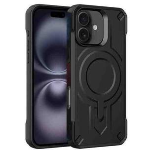 For iPhone 16 Breaker Velvet MagSafe Magnetic TPU Phone Case(Black)