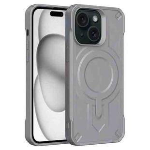 For iPhone 15 Plus Breaker Velvet MagSafe Magnetic TPU Phone Case(Grey)