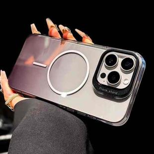 For iPhone 15 Pro Max Metal Lens Folding Holder Gradient MagSafe Shockproof Phone Case(Black)