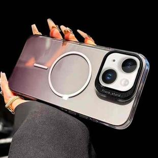 For iPhone 15 Metal Lens Folding Holder Gradient MagSafe Shockproof Phone Case(Black)