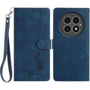 For OnePlus 13 Skin Feel Embossed Feather Leather Phone Case(Dark Blue)