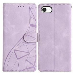 For iPhone 16e Triangles Embossed Leather Phone Case(Purple)