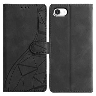 For iPhone 16e Triangles Embossed Leather Phone Case(Black)