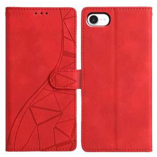 For iPhone 16e Triangles Embossed Leather Phone Case(Red)