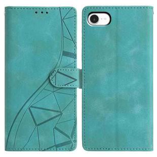For iPhone 16e Triangles Embossed Leather Phone Case(Green)