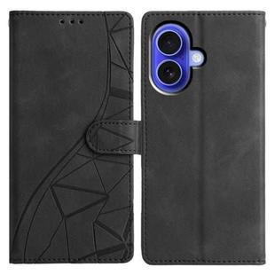 For iPhone 16 Plus Triangles Embossed Leather Phone Case(Black)