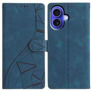 For iPhone 16 Triangles Embossed Leather Phone Case(Blue)