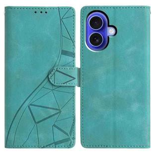 For iPhone 16 Triangles Embossed Leather Phone Case(Green)