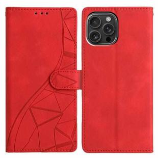 For iPhone 15 Pro Triangles Embossed Leather Phone Case(Red)