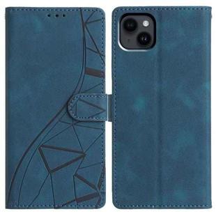 For iPhone 15 Plus Triangles Embossed Leather Phone Case(Blue)