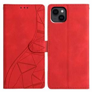 For iPhone 15 Plus Triangles Embossed Leather Phone Case(Red)