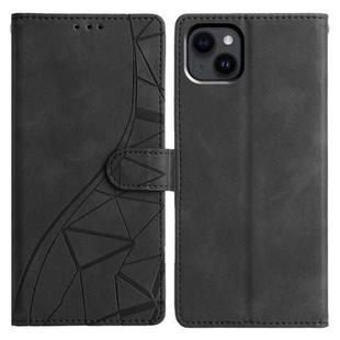 For iPhone 14 Plus Triangles Embossed Leather Phone Case(Black)