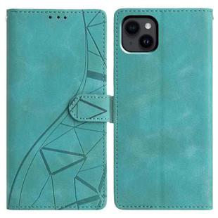 For iPhone 14 Triangles Embossed Leather Phone Case(Green)
