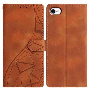 For iPhone 7 / 8 / SE 2022 Triangles Embossed Leather Phone Case(Brown)