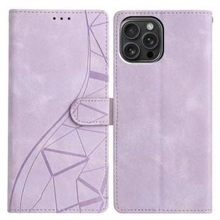 For iPhone 13 Pro Triangles Embossed Leather Phone Case(Purple)