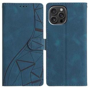 For iPhone 13 Pro Triangles Embossed Leather Phone Case(Blue)