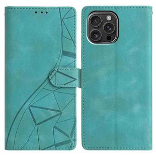 For iPhone 13 Pro Triangles Embossed Leather Phone Case(Green)