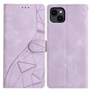 For iPhone 13 Triangles Embossed Leather Phone Case(Purple)