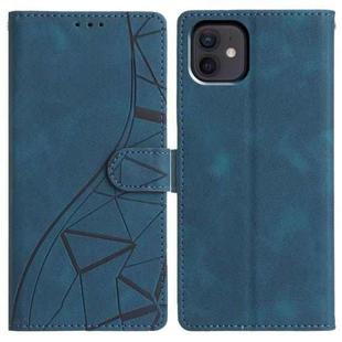 For iPhone 12 / 12 Pro Triangles Embossed Leather Phone Case(Blue)