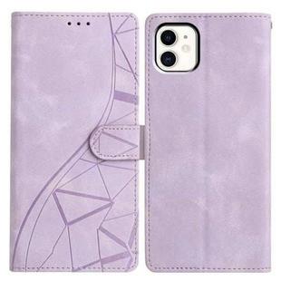 For iPhone 11 Triangles Embossed Leather Phone Case(Purple)