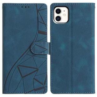 For iPhone 11 Triangles Embossed Leather Phone Case(Blue)