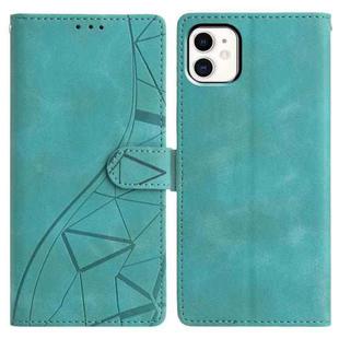 For iPhone 11 Triangles Embossed Leather Phone Case(Green)