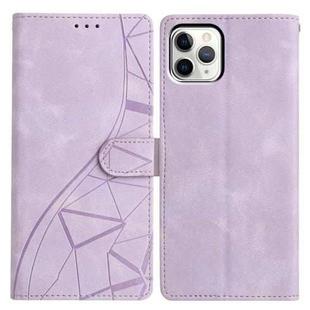 For iPhone 11 Pro Triangles Embossed Leather Phone Case(Purple)