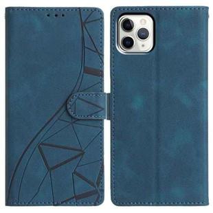 For iPhone 11 Pro Triangles Embossed Leather Phone Case(Blue)