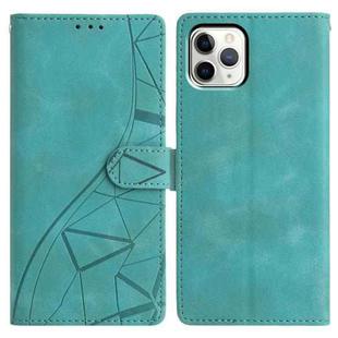 For iPhone 11 Pro Triangles Embossed Leather Phone Case(Green)