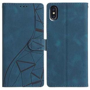 For iPhone X / XS Triangles Embossed Leather Phone Case(Blue)