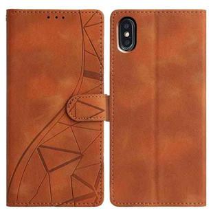 For iPhone X / XS Triangles Embossed Leather Phone Case(Brown)