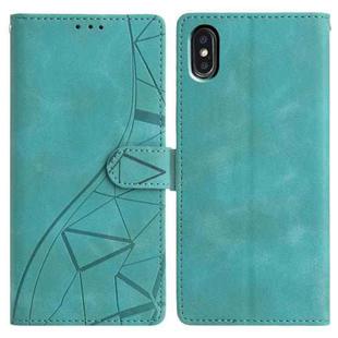 For iPhone X / XS Triangles Embossed Leather Phone Case(Green)