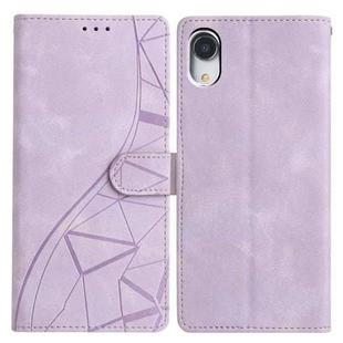 For iPhone XR Triangles Embossed Leather Phone Case(Purple)