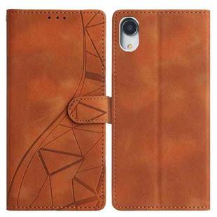 For iPhone XR Triangles Embossed Leather Phone Case(Brown)