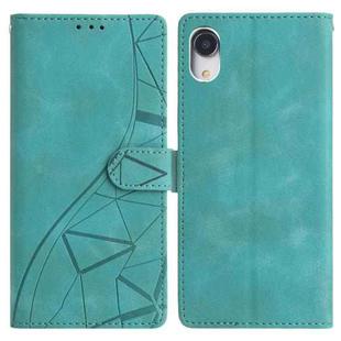 For iPhone XR Triangles Embossed Leather Phone Case(Green)