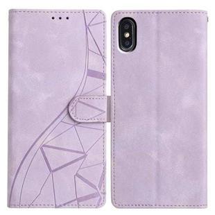 For iPhone XS Max Triangles Embossed Leather Phone Case(Purple)