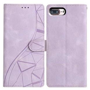 For iPhone 7 Plus / 8 Plus Triangles Embossed Leather Phone Case(Purple)
