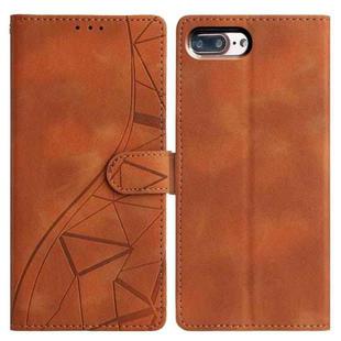 For iPhone 7 Plus / 8 Plus Triangles Embossed Leather Phone Case(Brown)