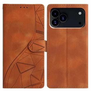 For iPhone 17 Pro Max Triangles Embossed Leather Phone Case(Brown)