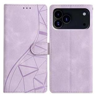 For iPhone 17 Pro Triangles Embossed Leather Phone Case(Purple)