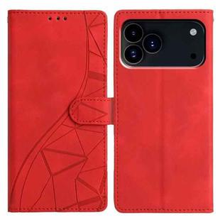 For iPhone 17 Pro Triangles Embossed Leather Phone Case(Red)