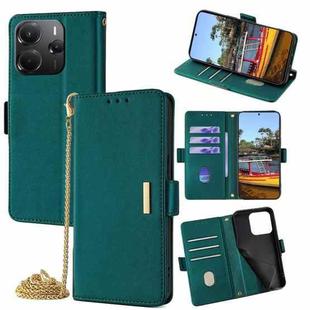 For Redmi Note 14 4G 164.84mm EU Crossbody Chain Leather Phone Case(Green)