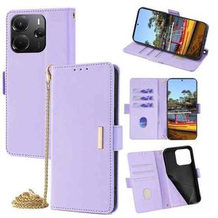 For Redmi Note 14 4G 164.84mm EU Crossbody Chain Leather Phone Case(Purple)