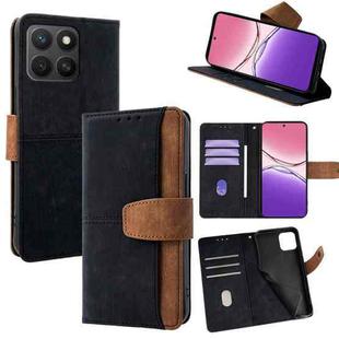 For Honor X8c 4G Global Color Stitching Skin Feel Leather RFID Blocking Phone Case(Black)