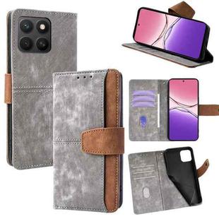 For Honor X8c 4G Global Color Stitching Skin Feel Leather RFID Blocking Phone Case(Grey)