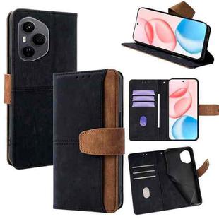For Honor 400 Global 156.5mm Color Stitching Skin Feel Leather RFID Blocking Phone Case(Black)