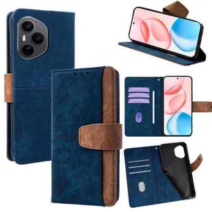 For Honor 400 Global 156.5mm Color Stitching Skin Feel Leather RFID Blocking Phone Case(Blue)
