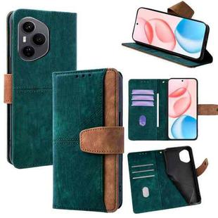 For Honor 400 Global 156.5mm Color Stitching Skin Feel Leather RFID Blocking Phone Case(Green)