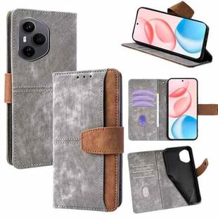 For Honor 400 Global 156.5mm Color Stitching Skin Feel Leather RFID Blocking Phone Case(Grey)